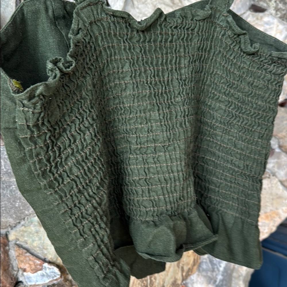 Alya Green Sleeveless Linen Crop Tank Top Women’s size Medium - Picture 4 of 10